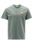 Matchesfashion.com Maison Kitsun - Lotus Fox-print Cotton-jersey T-shirt - Mens - Dark Green