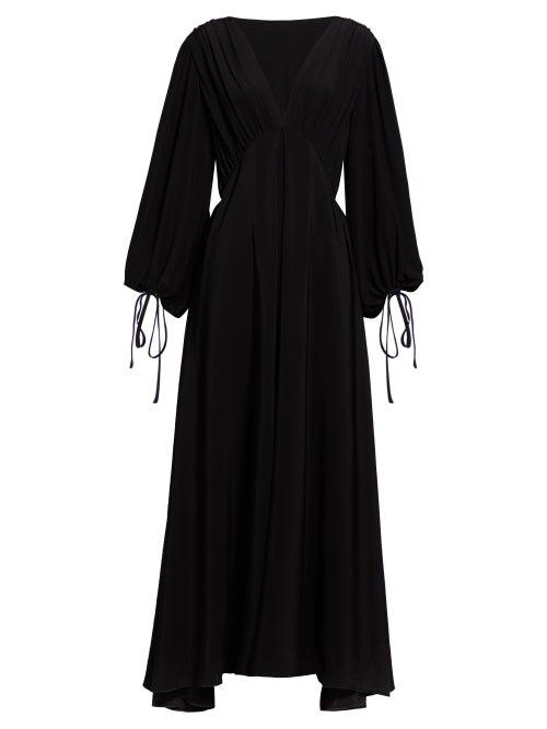 Matchesfashion.com The Row - Sante Plunge Neck Crepe Gown - Womens - Black