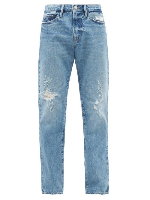 Frame - L'homme Distressed Slim-leg Jeans - Mens - Blue