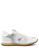 Mens Shoes Valentino Garavani - Rockrunner Camo-jacquard Mesh And Suede Trainers - Mens - Ivory Multi