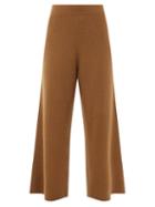 Allude - Wide-leg Wool-blend Trousers - Womens - Brown
