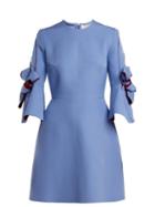 Matchesfashion.com Roksanda - Harlin Bow Sleeve Bonded Crepe Mini Dress - Womens - Blue Multi