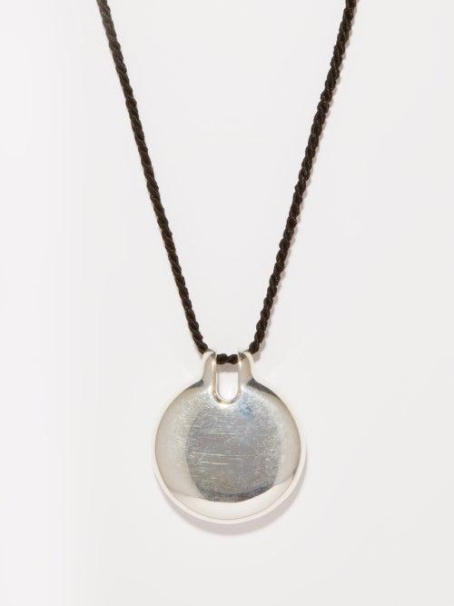 Annika Inez - Ample Large Sterling Silver & Silk Cord Necklace - Womens - Black Silver
