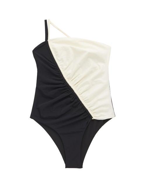 Matchesfashion.com Isa Boulder - Leonard Asymmetric Bi-colour Swimsuit - Womens - Black White
