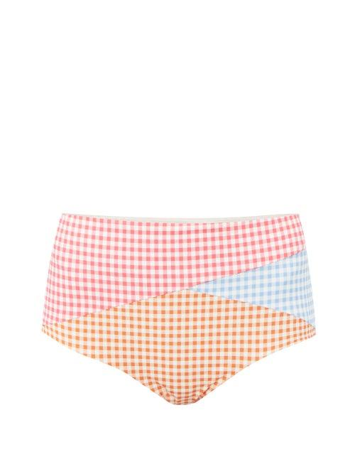 Matchesfashion.com Marysia - Sagaponack High Rise Gingham Bikini Briefs - Womens - Multi