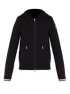 Matchesfashion.com Moncler - Tricolour Trimmed Cotton Jersey Hooded Sweatshirt - Mens - Navy