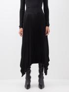 Joseph - Asymmetric Pliss Crepe Midi Skirt - Womens - Black