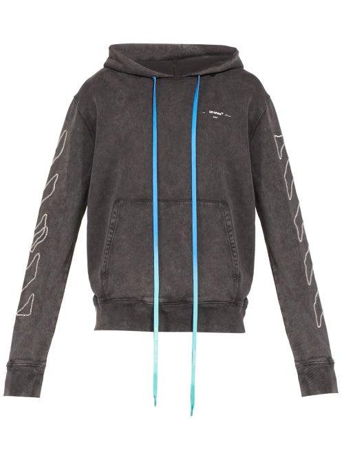 Matchesfashion.com Off-white - Diagonal Arrow Embroidered Hooded Sweatshirt - Mens - Black White