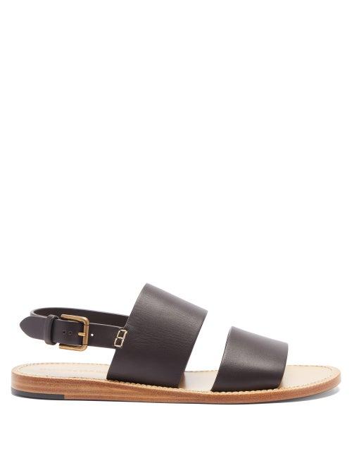 Matchesfashion.com Dolce & Gabbana - Back-strap Leather Sandals - Mens - Black Brown