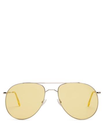 Matchesfashion.com Andy Wolf - Anatol Oversized Aviator Sunglasses - Mens - Yellow