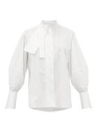 Matchesfashion.com Palmer//harding - Sara Cotton-blend Neck Tie Shirt - Womens - White