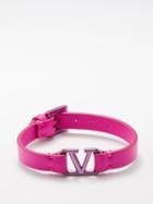 Valentino Garavani - V-logo Leather Bracelet - Womens - Pink