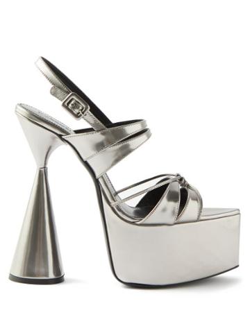 D'accori - Belle Leather Platform Sandals - Womens - Silver