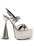 D'accori - Belle Leather Platform Sandals - Womens - Silver