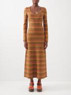 Gabriela Hearst - Hank Scoop-neck Striped Merino-blend Dress - Womens - Yellow Multi