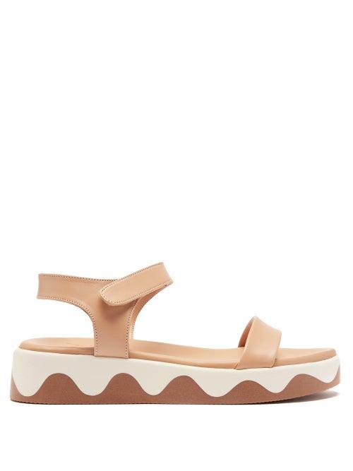Ancient Greek Sandals - Salamina Waved-sole Leather Flatform Sandals - Womens - Brown Multi