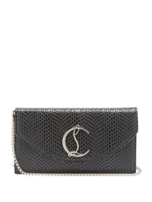 Matchesfashion.com Christian Louboutin - Loubi54 Snake-effect Leather Clutch Bag - Womens - Black