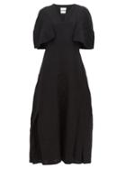 Matchesfashion.com Jil Sander - Cape Sleeve Hammered Faille Dress - Womens - Black