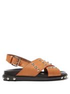 Matchesfashion.com Marni - Studded Cross Strap Leather Sandals - Womens - Tan