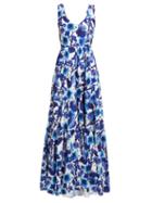 Matchesfashion.com Borgo De Nor - Venetia Venus Print Crepe Maxi Dress - Womens - Blue White