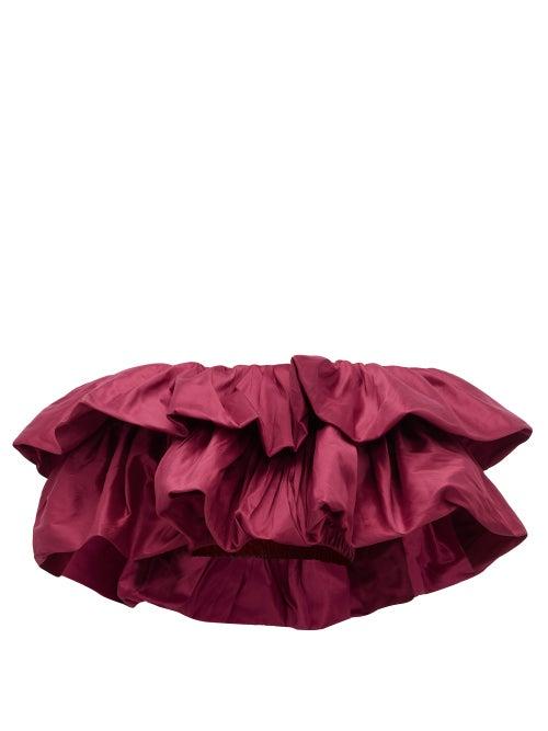 Matchesfashion.com Aje - Calypso Ruffled Off The Shoulder Cropped Top - Womens - Dark Pink