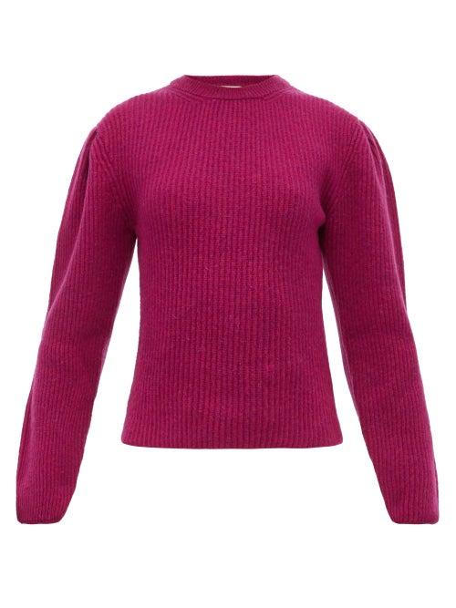 Matchesfashion.com Lemaire - Box Pleat Ribbed Wool Sweater - Womens - Burgundy