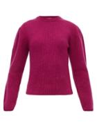 Matchesfashion.com Lemaire - Box Pleat Ribbed Wool Sweater - Womens - Burgundy