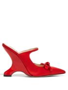 Matchesfashion.com Prada - Sculpted Heel Satin Mules - Womens - Red
