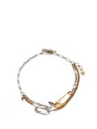 Alexander Mcqueen - Safety-pin & Skull-pendant Chain Bracelet - Womens - Silver Gold