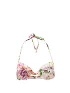 Matchesfashion.com Dolce & Gabbana - Floral-print Underwired Halterneck Bikini Top - Womens - Pink Print