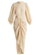 Matchesfashion.com Joseph - Fay Ruched Silk Crepe Dress - Womens - Cream