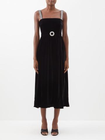 Borgo De Nor - Ninet Crystal-embellished Velvet Dress - Womens - Black