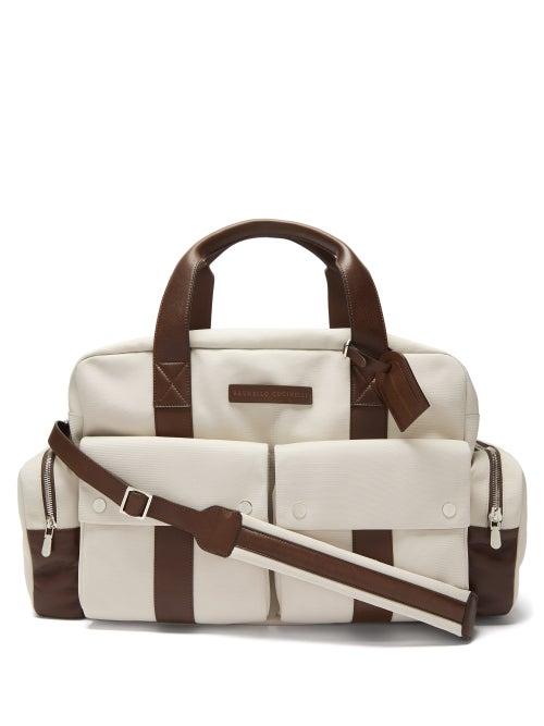 Mens Bags Brunello Cucinelli - Canvas And Leather Holdall - Mens - Cream