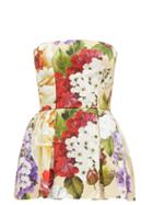 Matchesfashion.com Dolce & Gabbana - Peony And Violet-print Cotton Skort Playsuit - Womens - Beige Print