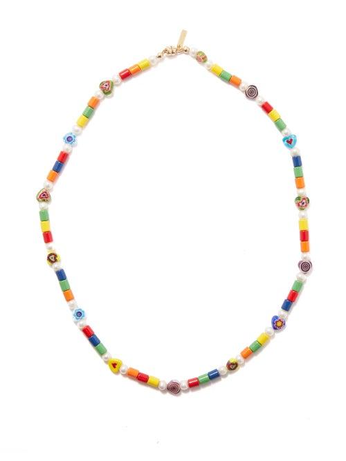 Liou - Selma Pearl, Enamel & 14kt Gold Necklace - Mens - Multi