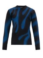 Matchesfashion.com Balenciaga - Graffiti Flame-print Ribbed Wool Sweater - Mens - Black Blue