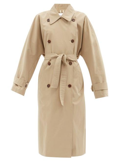 Raey - Batwing-sleeve Organic-cotton Trench Coat - Womens - Light Tan