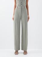 Brunello Cucinelli - High-waist Twill Straight-leg Trousers - Womens - Sage