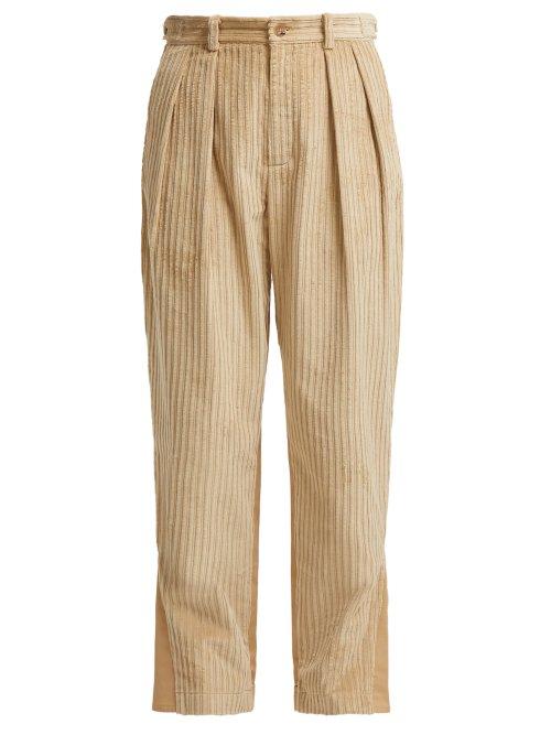 Matchesfashion.com Koch - Panelled Cotton Corduroy And Twill Trousers - Womens - Beige