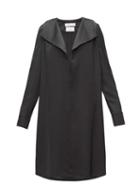 Matchesfashion.com Bottega Veneta - Belted Wide-lapel Silk-satin Dress - Womens - Black