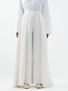 Palmer/harding Palmer//harding - High-waist Pleated Twill Wide-leg Trousers - Womens - Ivory