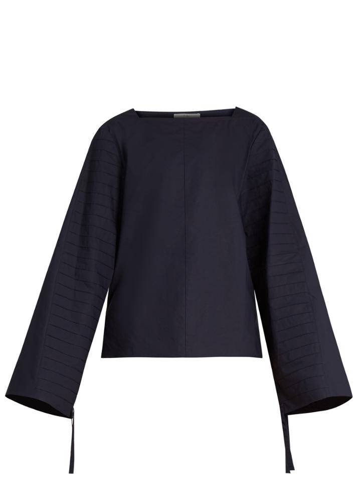 Tibi Pintuck-pleated Cotton-poplin Top