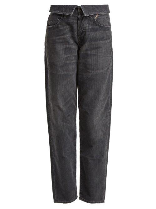 Matchesfashion.com Jean Atelier - Flip Fold Over Corduroy Jeans - Womens - Dark Grey