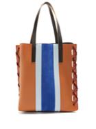Marni Museum Suede And Leather Stripe Tote Bag