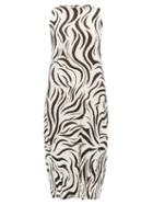 Matchesfashion.com Pleats Please Issey Miyake - Aroma Zebra Print Pleated Dress - Womens - White Black