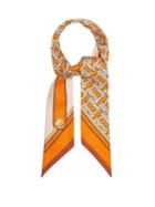 Ladies Accessories Burberry - Tb-print Silk-satin Scarf - Womens - Orange Multi