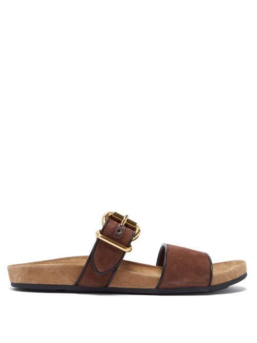 Matchesfashion.com Prada - Double Strap Suede Slides - Womens - Tan