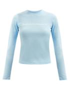 Ladies Beachwear Stockholm Surfboard Club - Lou Logo-print Rash Guard Swim Top - Womens - Light Blue