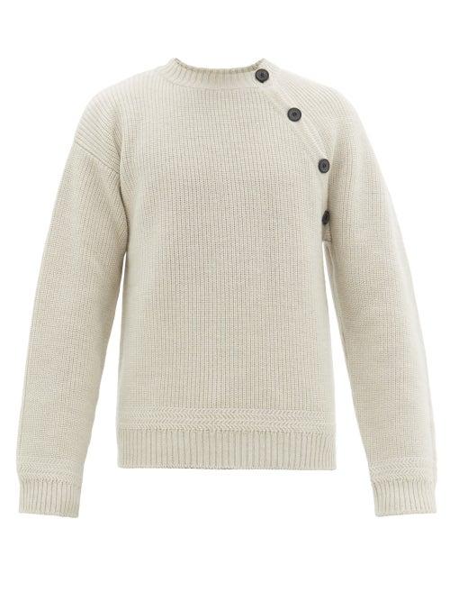 Matchesfashion.com Lanvin - Asymmetric Buttoned Wool Sweater - Mens - White