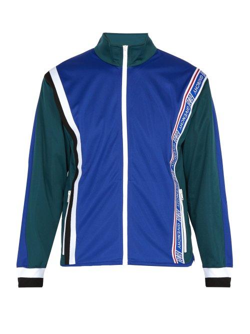 Matchesfashion.com Givenchy - Logo Striped Zip Through Track Top - Mens - Blue